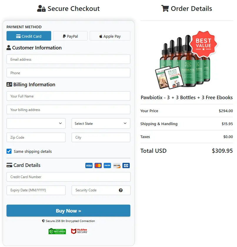 Pawbiotix Checkout Page